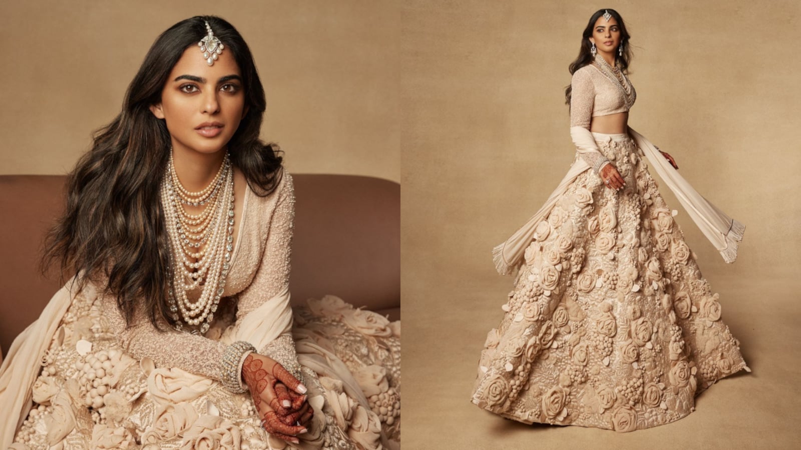 green emerald velvet dress Anamika Khanna Isha Ambani In Anamika Khanna Pret Wear