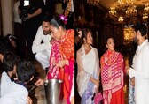 Kim Kardashian, Khloe Kardashian serve food to children at ISKCON temple during their visit to India for the Ambani wedding