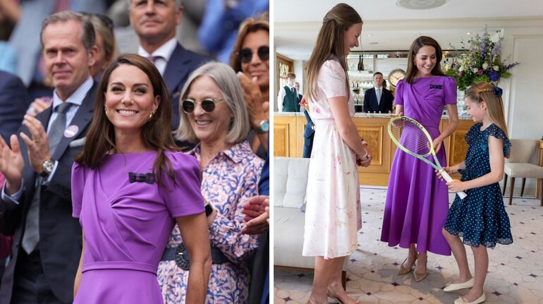 Kate Middleton steals the spotlight at Wimbledon in a pleated purple dress