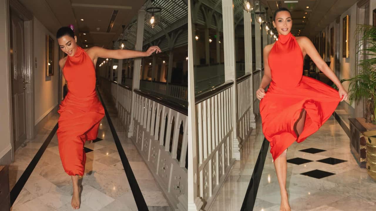 Kim Kardashian enjoyed her India trip to the fullest and these pics of her posing barefoot in Taj Hotel's corridors are proof