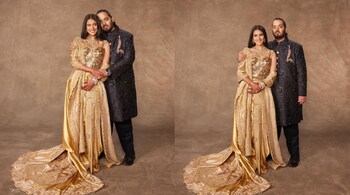 Radhika Merchant dazzled the festivities in a custom-made Anamika Khanna couture sari, paired with a golden work corset from Dolce & Gabbana.