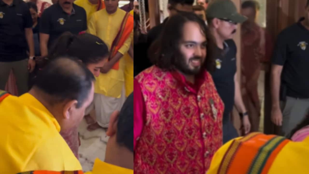 Newly married Radhika Merchant performs Griha Pravesh with husband Anant Ambani at their Jamnagar house, watch video