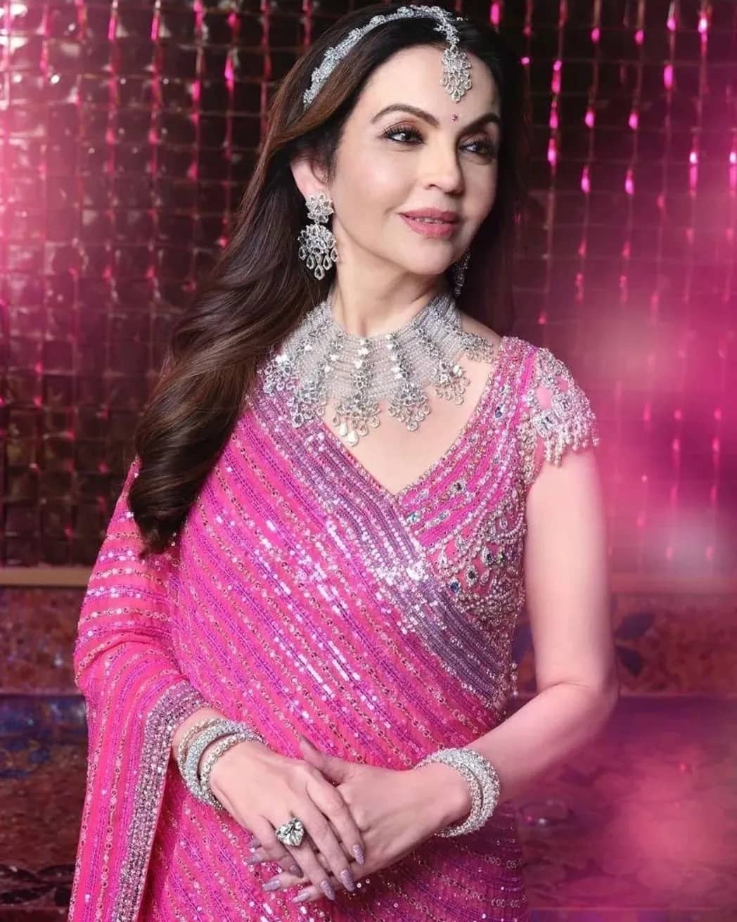 Nita Ambani wore a Shane and Falguni Peacock creation for the Sangeet.