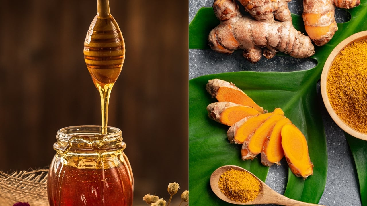 Honey and Turmeric: A mixture of honey and turmeric can be used as an eye drop to reduce inflammation and protect the eyes from infections caused by UV exposure. (Image: Canva)