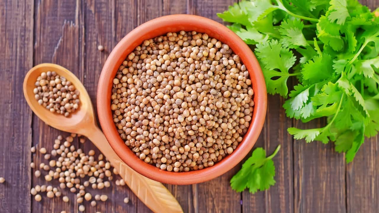 Coriander: Coriander seeds can be boiled in water and used as an eyewash to reduce eye inflammation and irritation. (Image: Canva)