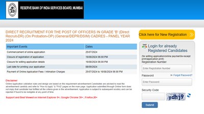 RBI Grade B Notification 2024 out at rbi.org.in, registration window opens till August 16