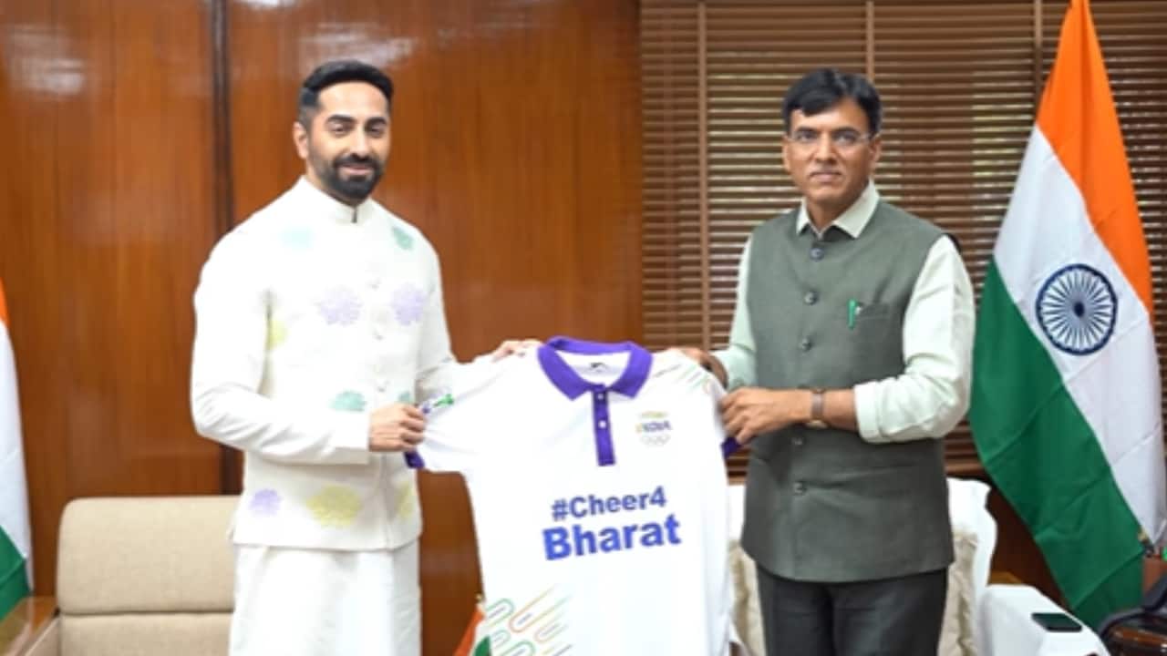 Union Sports Minister Mansukh Mandaviya and Bollywood star Ayushmann Khurrana urge the nation to cheer for Team India at Paris Olympics