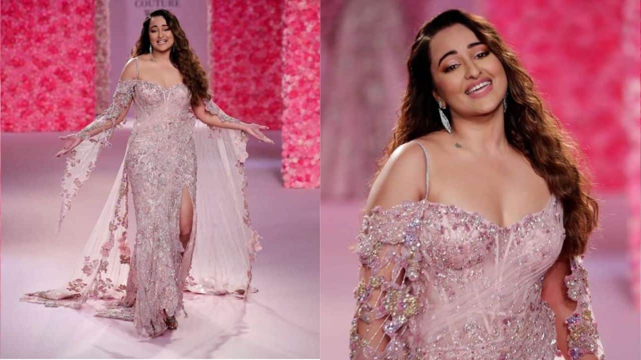 Sonakshi Sinha looks stunning as she walks the ramp for the first time with husband Zaheer Iqbal, grooves to music as showstopper