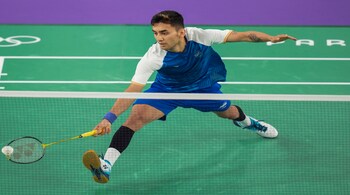 Lakshya Sen in action during the Paris Olympics