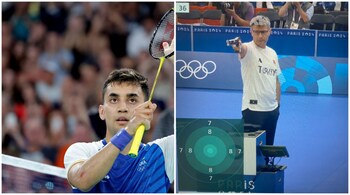Lakshya Sen and Yusuf Dikeç at the 2024 Paris Olympics.