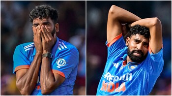 Mohammed Siraj reacts during the third and final one-day international (ODI) cricket match between Sri Lanka and India at the R. Premadasa International Cricket Stadium in Colombo on August 7. (Image credit: AFP)