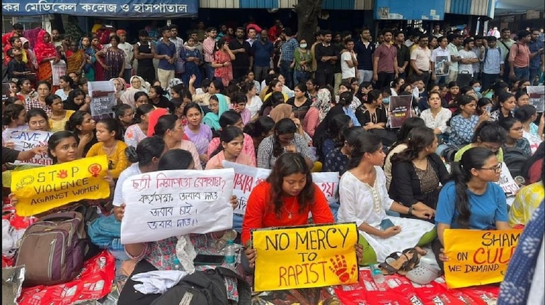The protest site in Kolkata