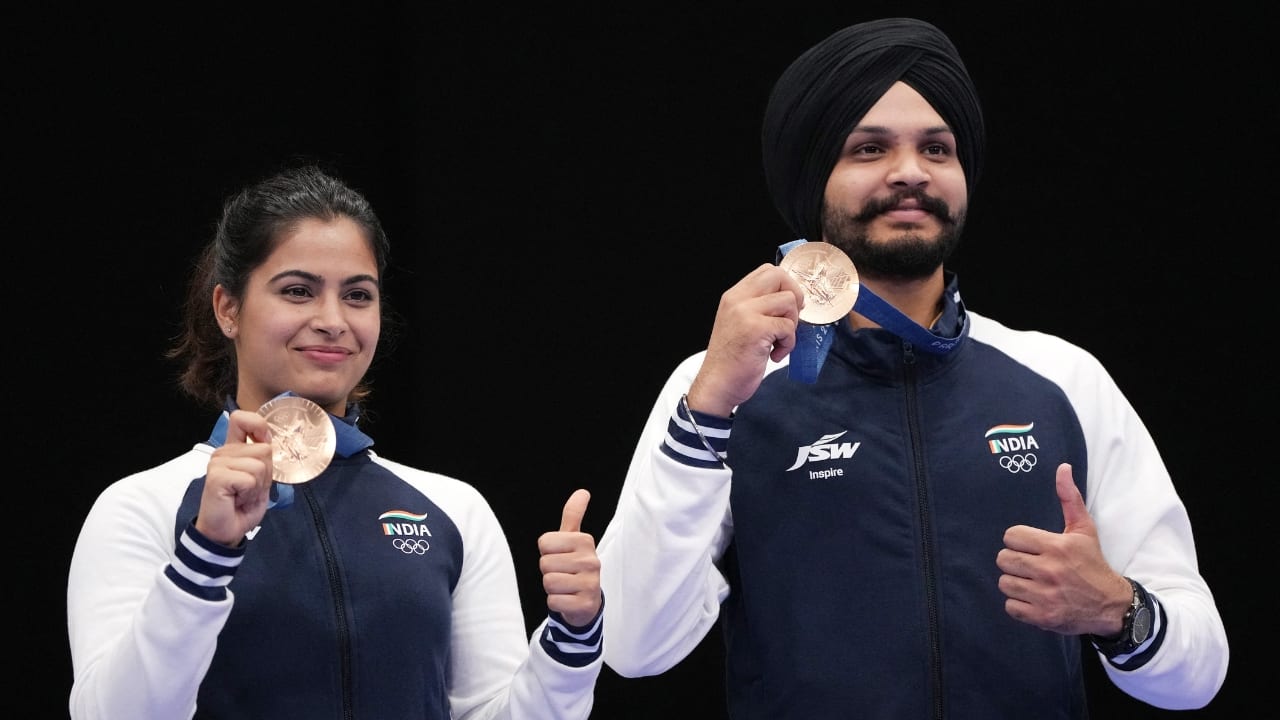 Manu Bhaker and Sarabjot Singh became the first Indian shooting pair to win an Olympic medal in shooting at Paris 2024. (Image: Reuters)