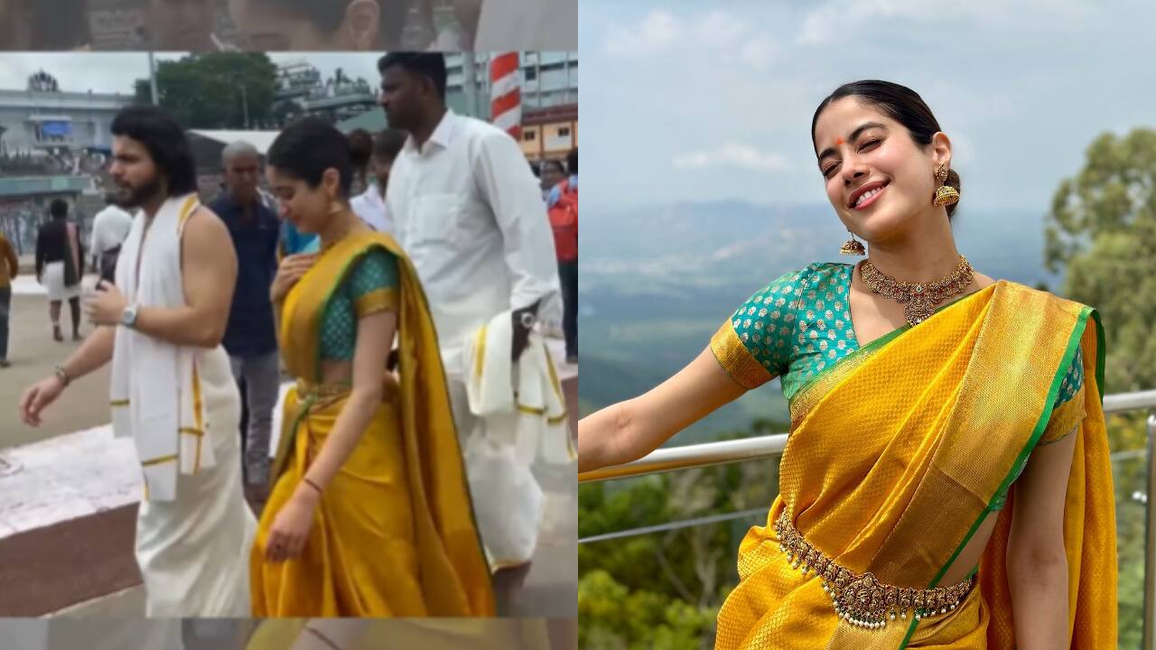Janhvi Kapoor offers prayers at Tirupati temple on mother Sridevi's birth anniversary with beau Shikhar Pahariya