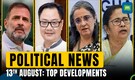 Political Wrap: Congress announces nationwide protest, CBI probe ordered into murder of Kolkata doctor Political Wrap: Congress announces nationwide protest, CBI probe ordered into murder of Kolkata doctor