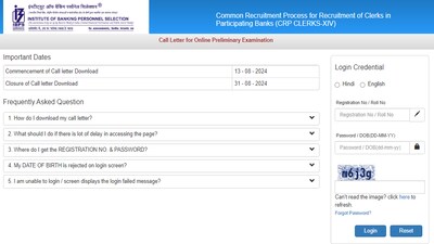 IBPS Clerk Prelims Admit Card 2024 released at ibps.in, direct link here