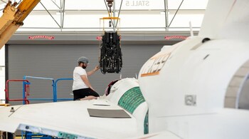 X-59’s ejection seat is installed into the aircraft at Lockheed Martin Skunk Works’ facilities in Palmdale, California. (Image credit: Lockheed Martin/NASA)