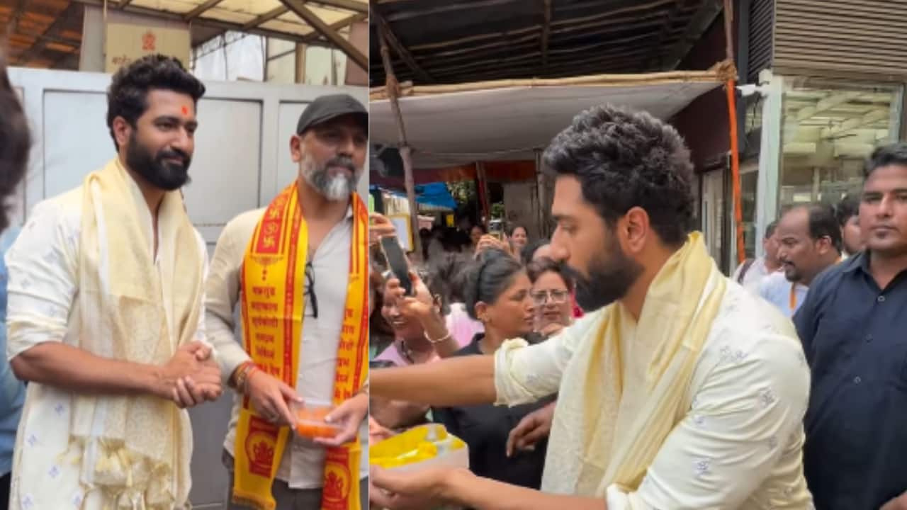 Vicky Kaushal seeks blessings at Siddhivinayak temple, distributes sweets to fans
