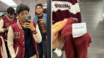 The photos of the Harvard merchandise shared by YouTube content creator Ishan Sharma on X.