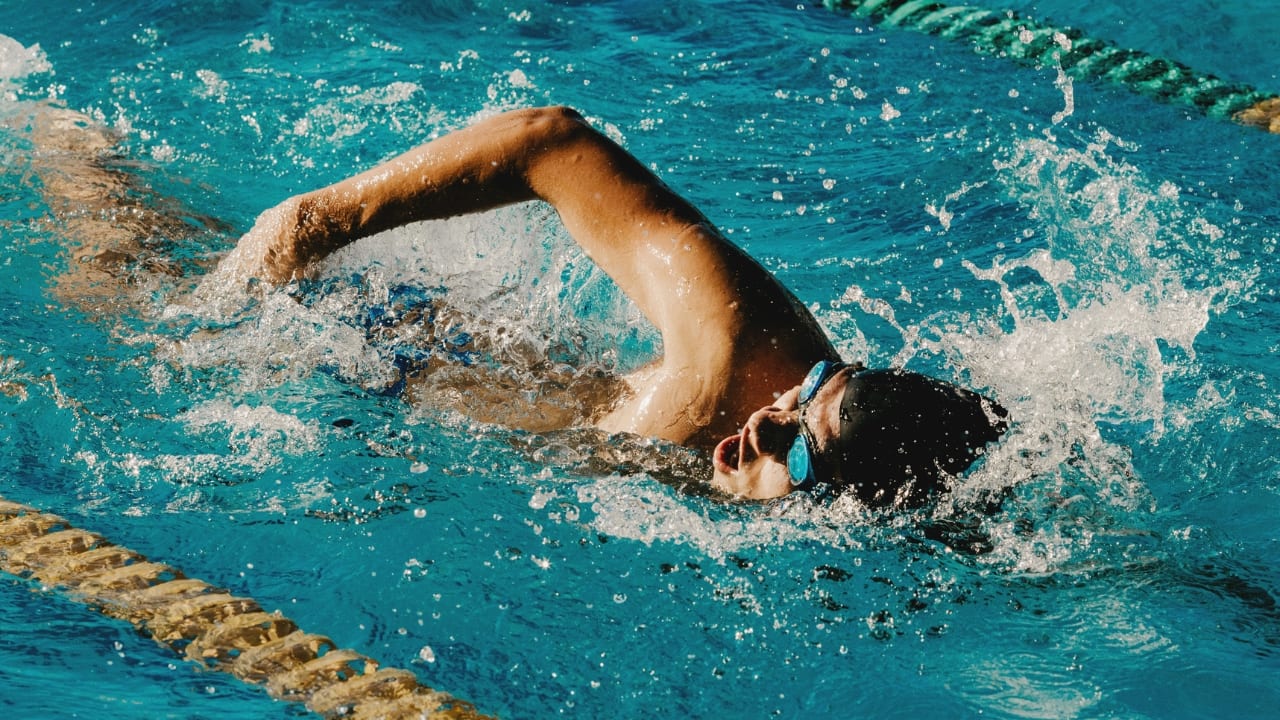 Swimming: Swimming is a full-body workout that’s easy on the joints. It helps tone muscles, increase cardiovascular endurance, and burn calories effectively. Include swimming laps or water aerobics to boost intensity and maximise calorie burning.(Image: Canva)