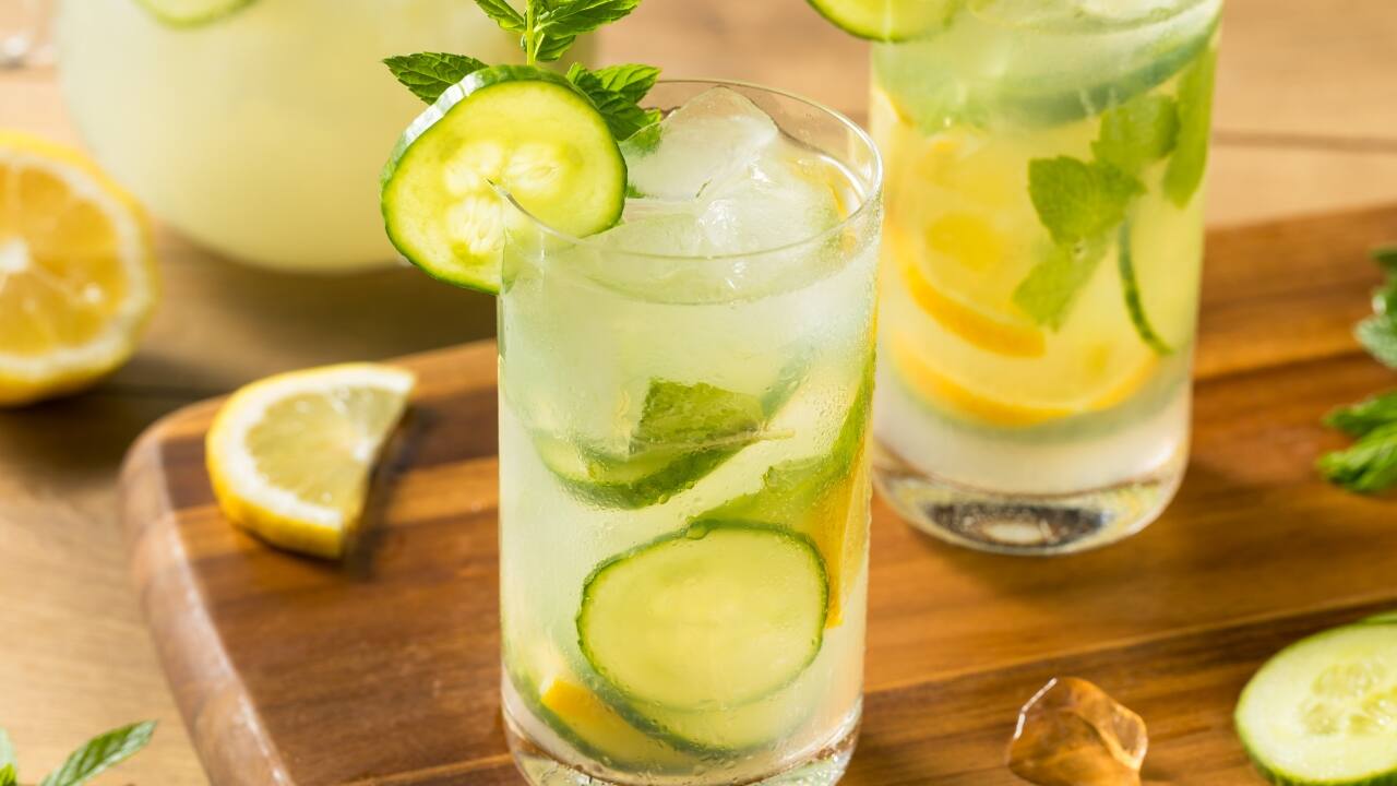 Cucumber Mint Water Cucumber-mint water combines cucumber slices and mint leaves in water. Cucumber helps with hydration and is low in calories, while mint aids digestion and curbs appetite. This refreshing drink supports weight loss by improving hydration and digestion, making it a great addition to a healthy lifestyle. (Image: Canva)
