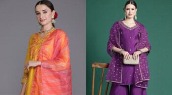 Janmashtami outfit ideas: Classic pieces like a sharara, kurti with palazzo, Anarkali, or lehenga choli offer versatility and grace, making them ideal for celebrating this auspicious occasion (Image: LIVA)