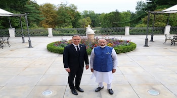 Prime Minister Narendra Modi with Poland's PM Donald Tusk