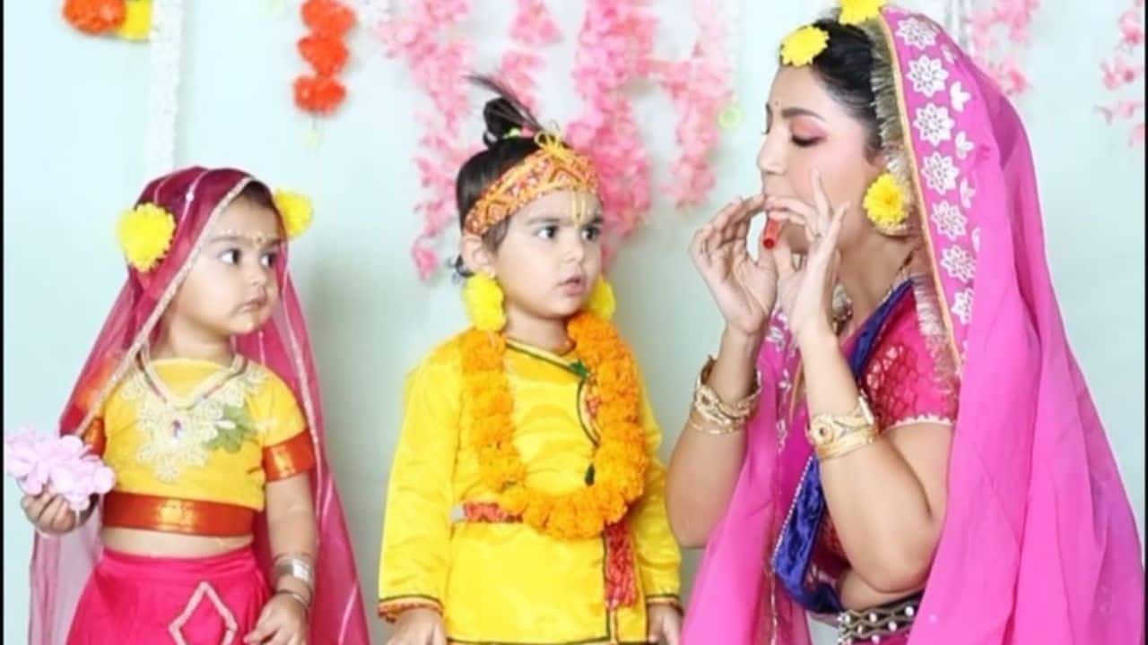 Debina Bonnerjee shares cute video of daughters dressed as Radha and Krishna on Janmashtami