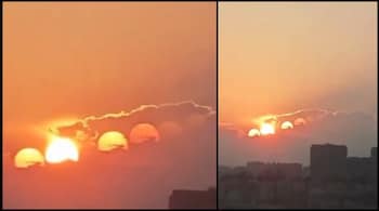The 'seven suns' optical illusion. (Images: screengrab from video @cheguwera/X)