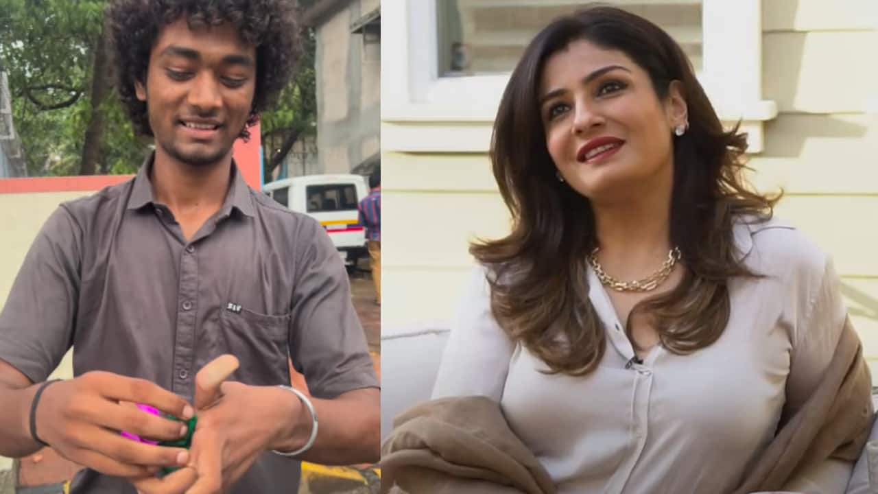 Raveena Tandon offers a job and education to a young artist at a signal