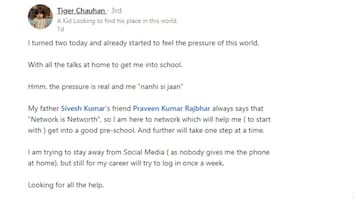 Delhi entrepreneur creates LinkedIn profile for 2-year-old son: 'Just a kid trying to find...'