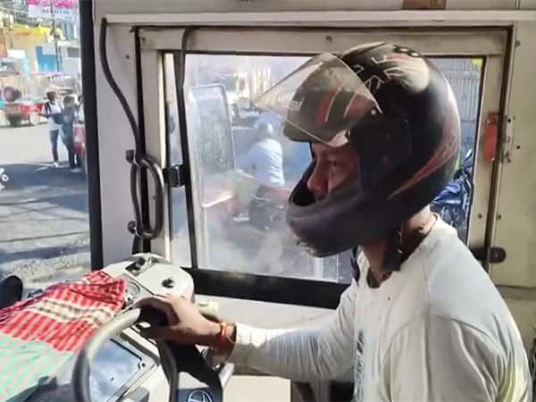 State bus drivers join duty wearing helmets