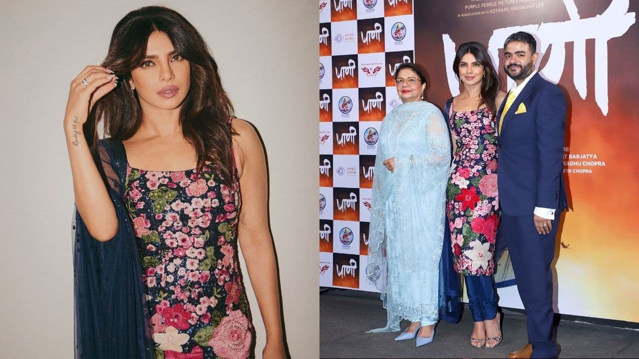 Priyanka Chopra shares series of pictures as she attends the screening of Marathi film Paani with family in Mumbai
