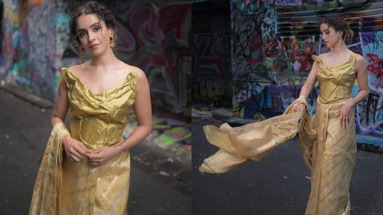 Sanya Malhotra amps up contemporary fashion by blending custom breastplate with saree, see all pics