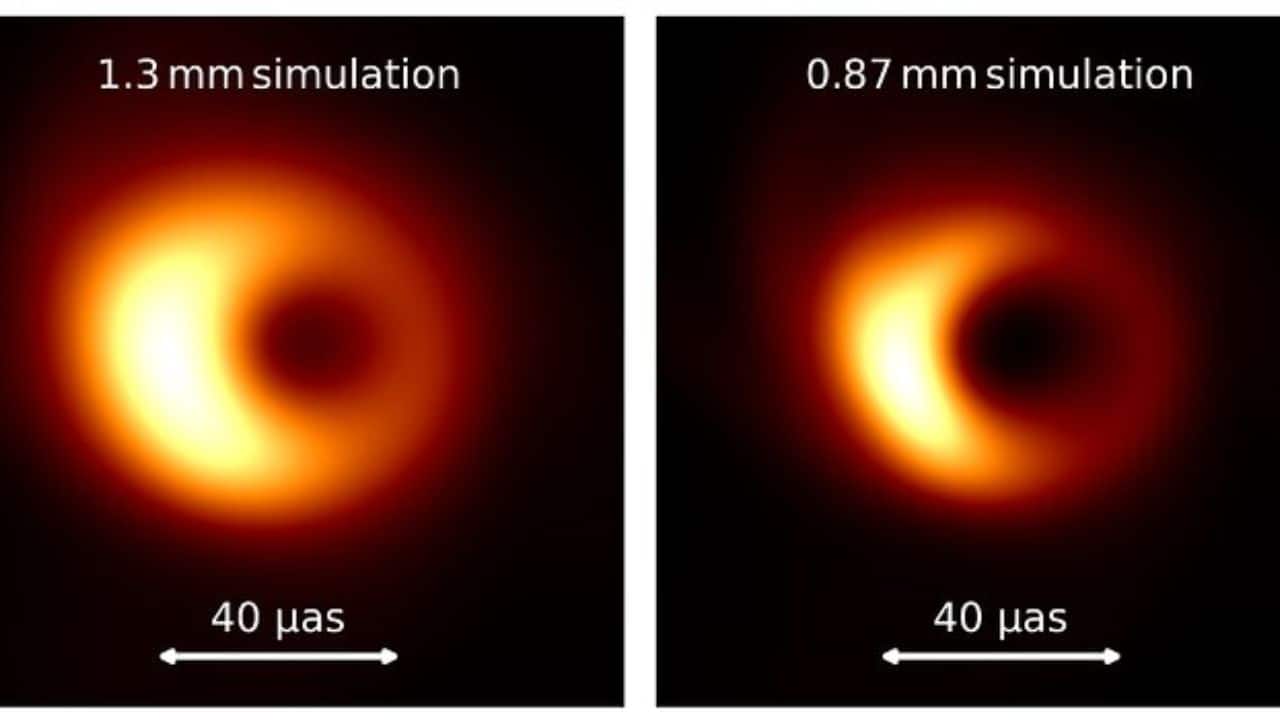 A computer simulation showing how a black hole appears at various wavelengths. (Image: ESO)