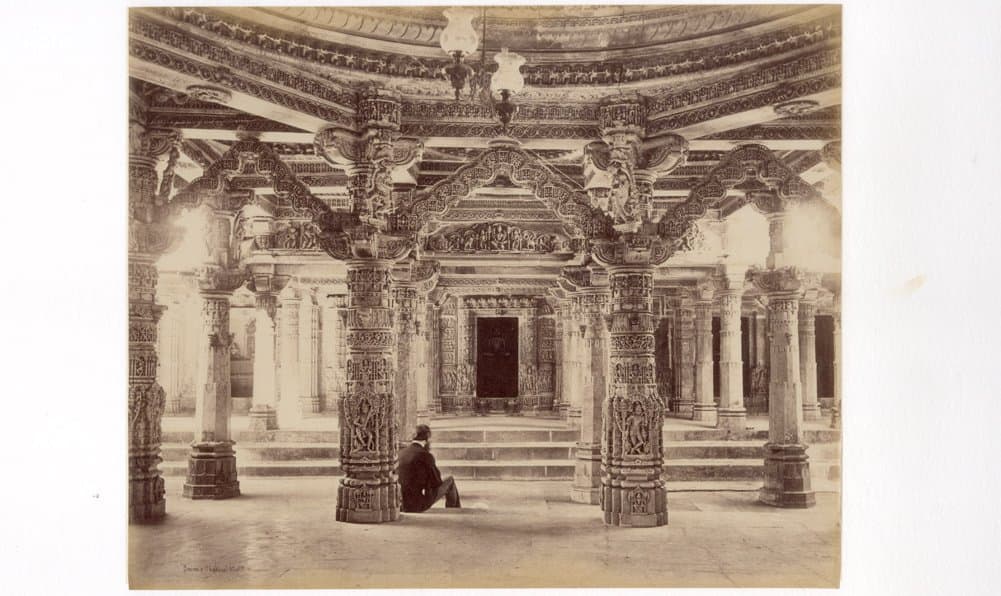 Samuel Bourne & Charles Shepherd's 'Mount Abu, Interior of Jain Temple', Silver albumen print on paper, c. 1870. (Image courtesy DAG)