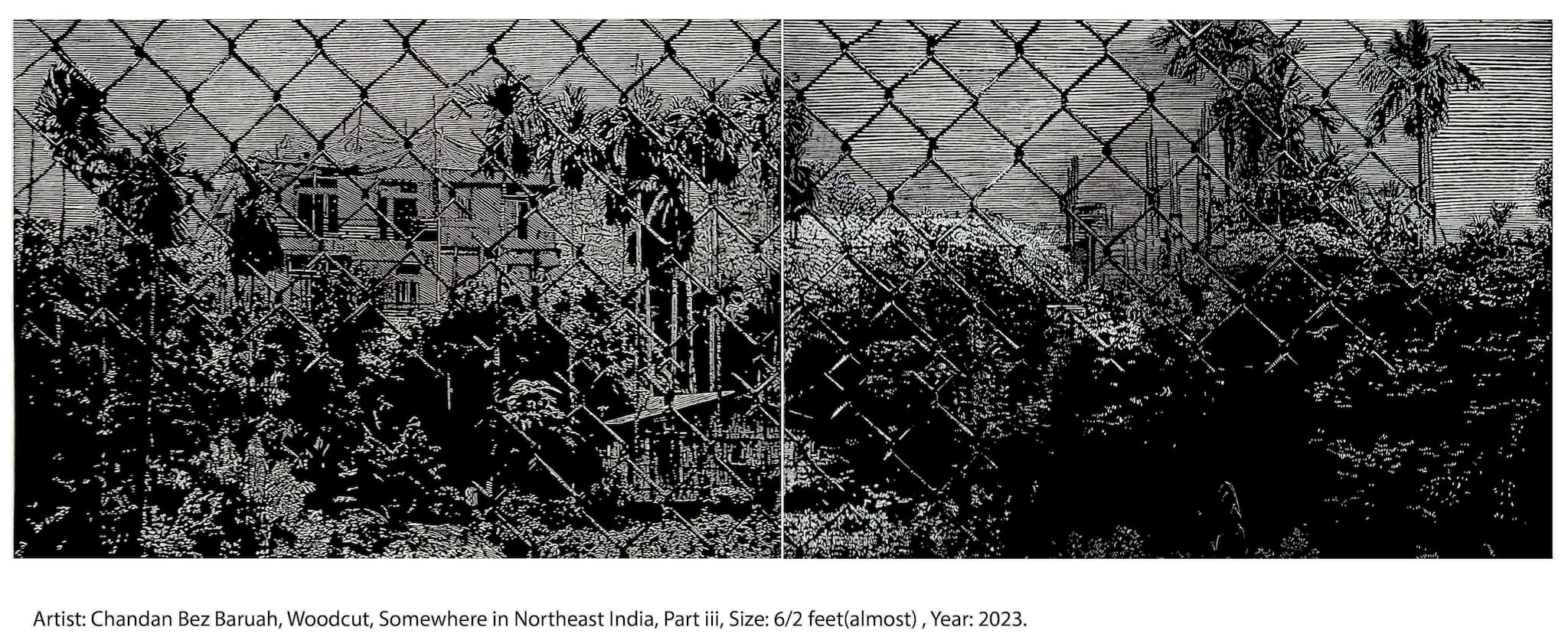 Chandan Bez Baruah's 'Somewhere in the Northeast India, Part III' woodcut work.