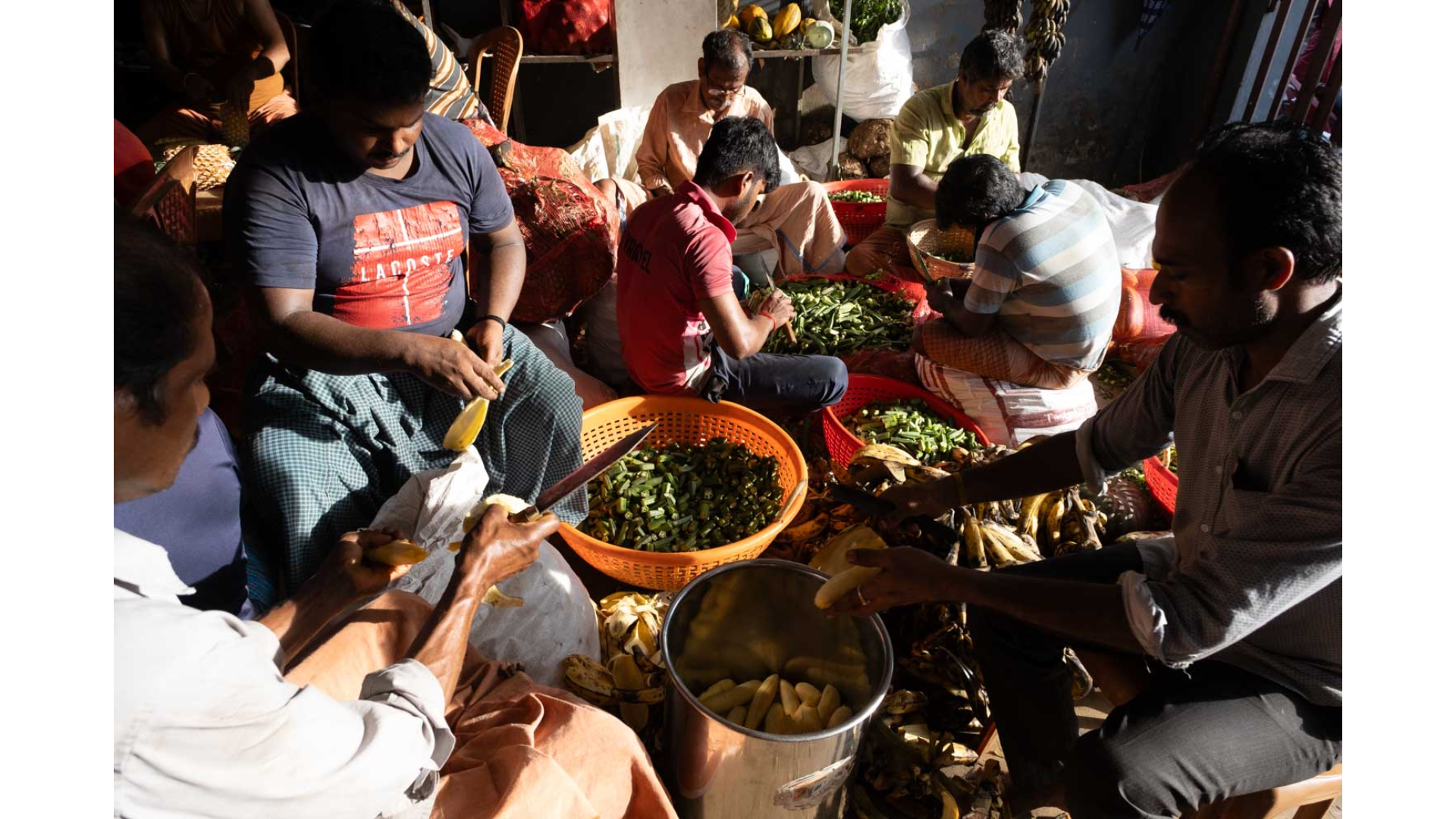Onam Sadhya prep: The vegetables need to be chopped differently for different preparations, and even the smoothness of the ground coconut can vary from dish to dish. (Photo courtesy Chef Arun Kumar TR)