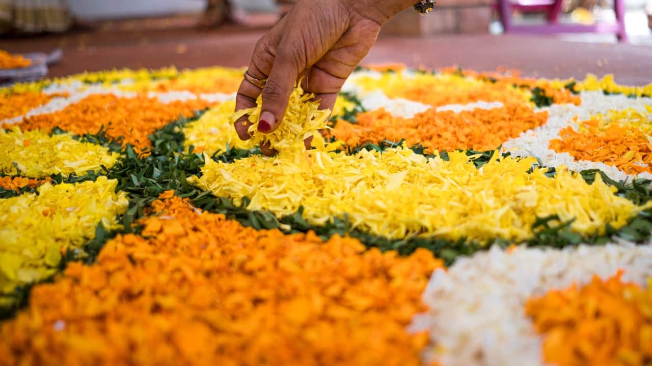 2. Thrikkakara: The Heart of Onam Festivities As the legendary home of Mahabali, Thrikkakara is the epicenter of Onam festivities. The Thrikkakara Temple hosts vibrant celebrations, including the intricate Onam Pookalam (flower carpet) competitions. Immerse yourself in traditional dance, music, and the sumptuous Onam Sadhya (feast) that brings together locals and visitors alike. (Image: Canva)