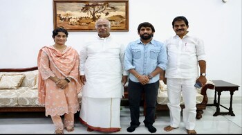 Vinesh Phogat and Bajrang Punia with Congress national president Mallikarjun Kharge in Delhi on Friday-ANI
