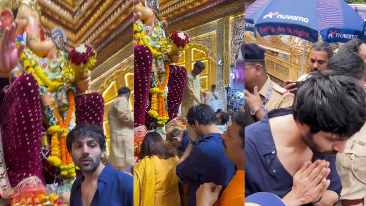 Actor Kartik Aaryan seeks blessings at Lalbaugcha Raja on Ganesh Chaturthi