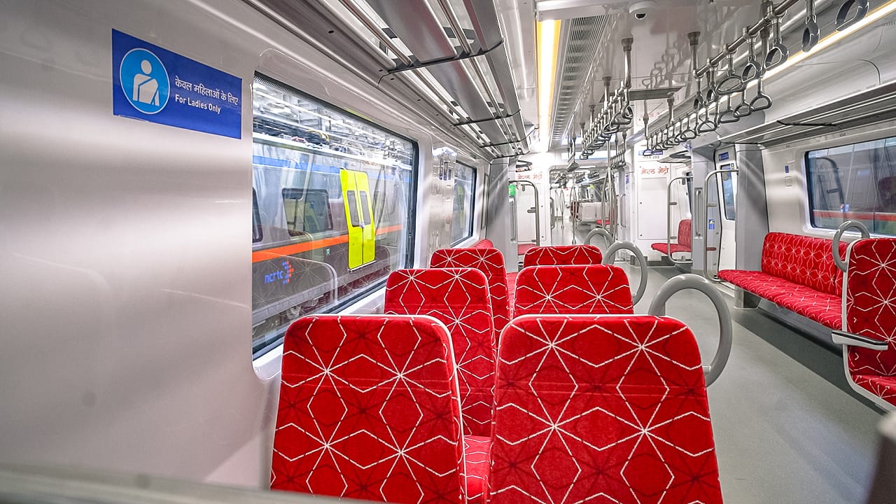 It has three-car trainsets with ergonomically designed 2x2 transverse and longitudinal seating arrangements with comfortable cushioned seats.