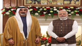 Prime Minister Narendra Modi with Sheikh Khaled bin Mohamed bin Zayed Al Nahyan, Crown Prince of Abu Dhabi