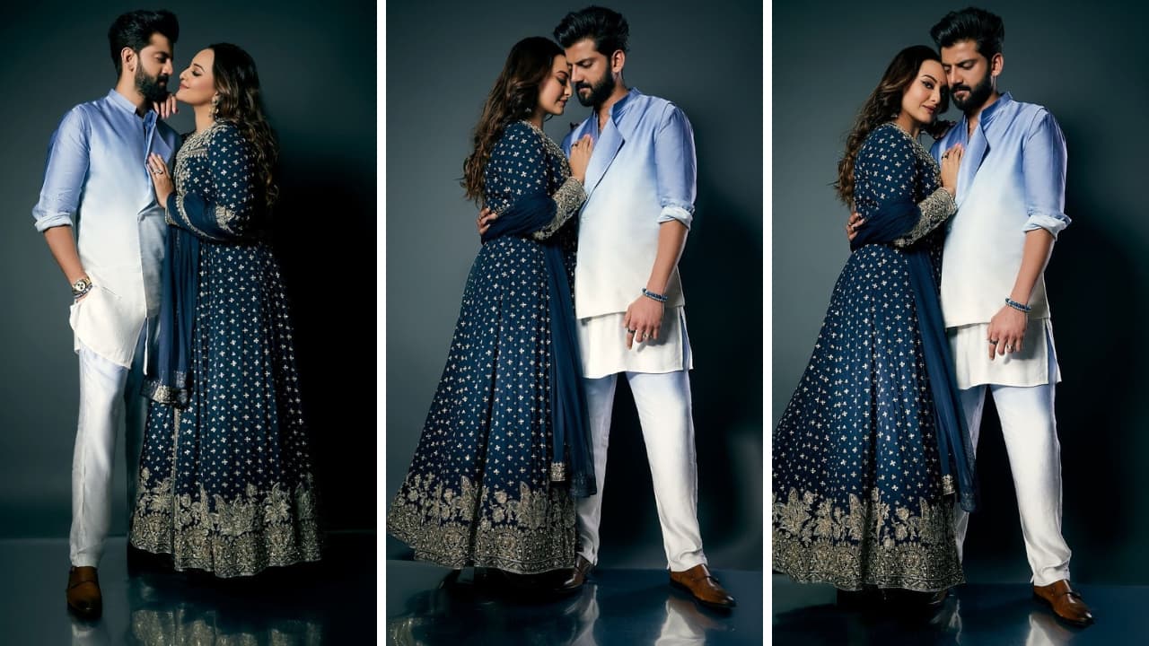 Sonakshi and Zaheer celebrate Ganesh Chaturthi at Salman Khan’s residence in twinning blue outfits