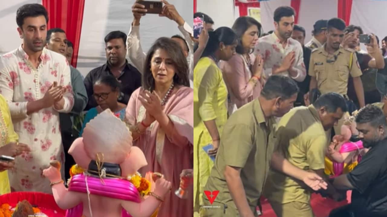 Ranbir Kapoor and Neetu Kapoor bid adieu to their Ganpati Bappa with heavy heart, watch visarjan video