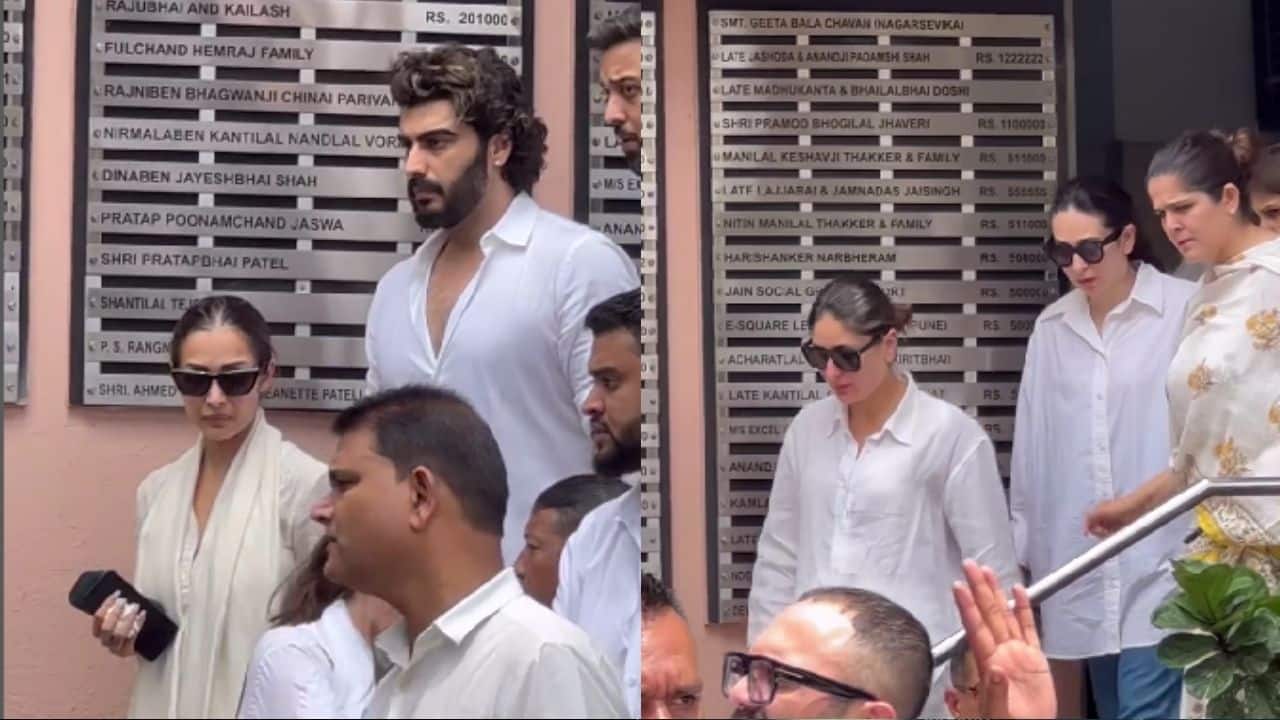 Heartbroken Malaika Arora, mother Joyce and family members leave after the cremation of father Anil Mehta