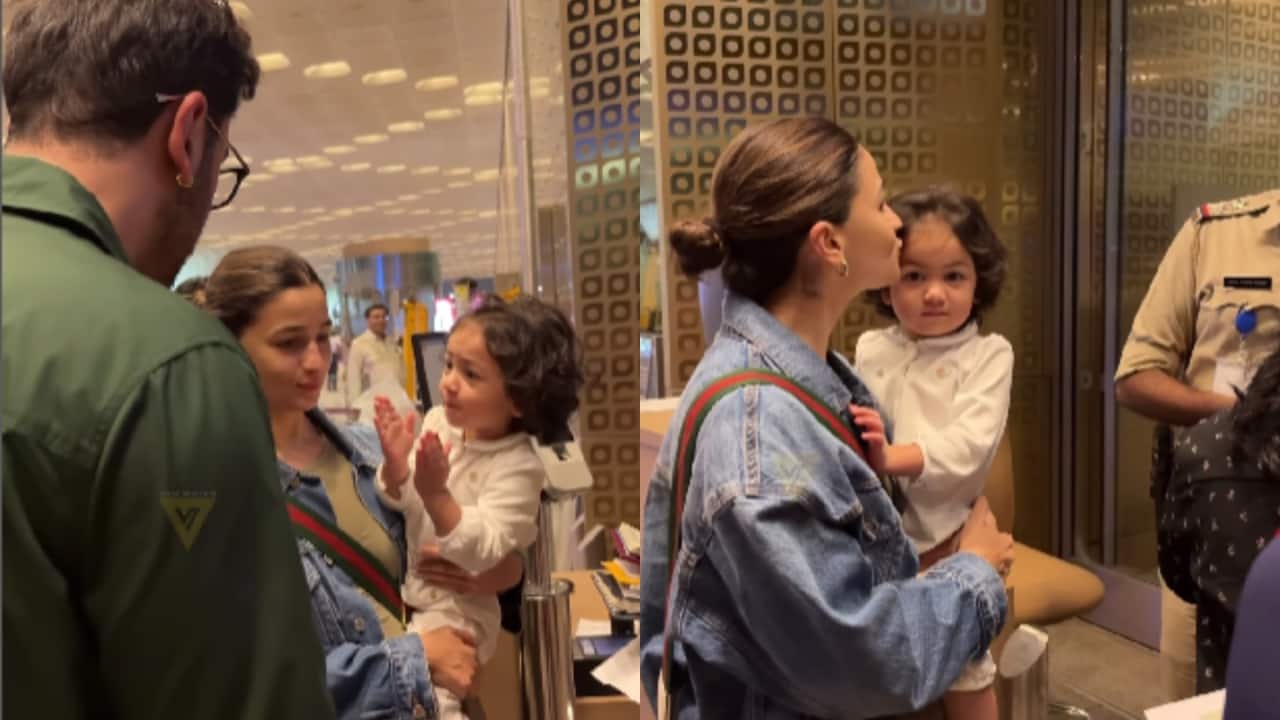 Ranbir Kapoor and Alia Bhatt's daughter Raha's adorable reaction to grandma Neetu Kapoor at Mumbai airport melts hearts, watch