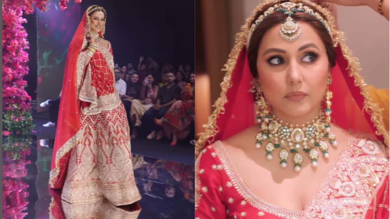 Hina Khan walks ramp as a beautiful bride amid stage 3 breast cancer treatment, fans praise