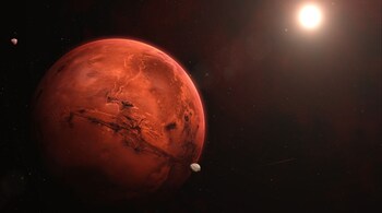 By examining Mars' gravity field, scientists uncovered dense structures that may be of volcanic origin. (Image: Canva)