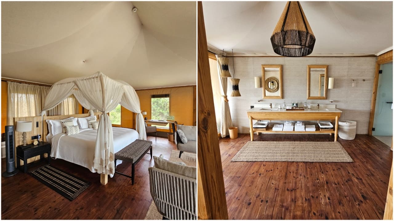 Anirban Chowdhury said they lived in a 1,220 square feet luxury tent which had a whirlpool bath, a patio deck for stargazing, and breathtaking views of the Talek River. (Image credit: @VoyageBliss/X)